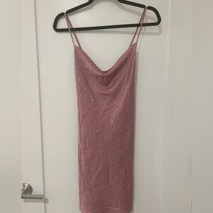 Dusty Rose Floral Cowl Neck Dress